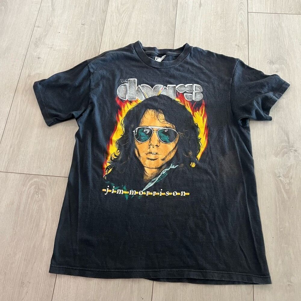 Vintage 1988 Jim Morrison The Doors Black men’s Tee Shirt Rock N Roll Lizard siz